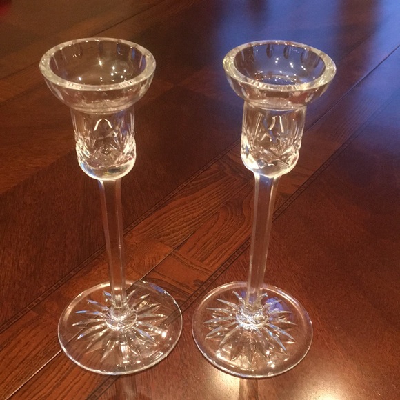 Rogaska Accents Rogaska Cut Crystal Glass Stem Candle Holders Set